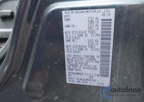 2014 Nissan Pathfinder Sl from USA, damaged, VIN 5N1AR2MM9EC711118